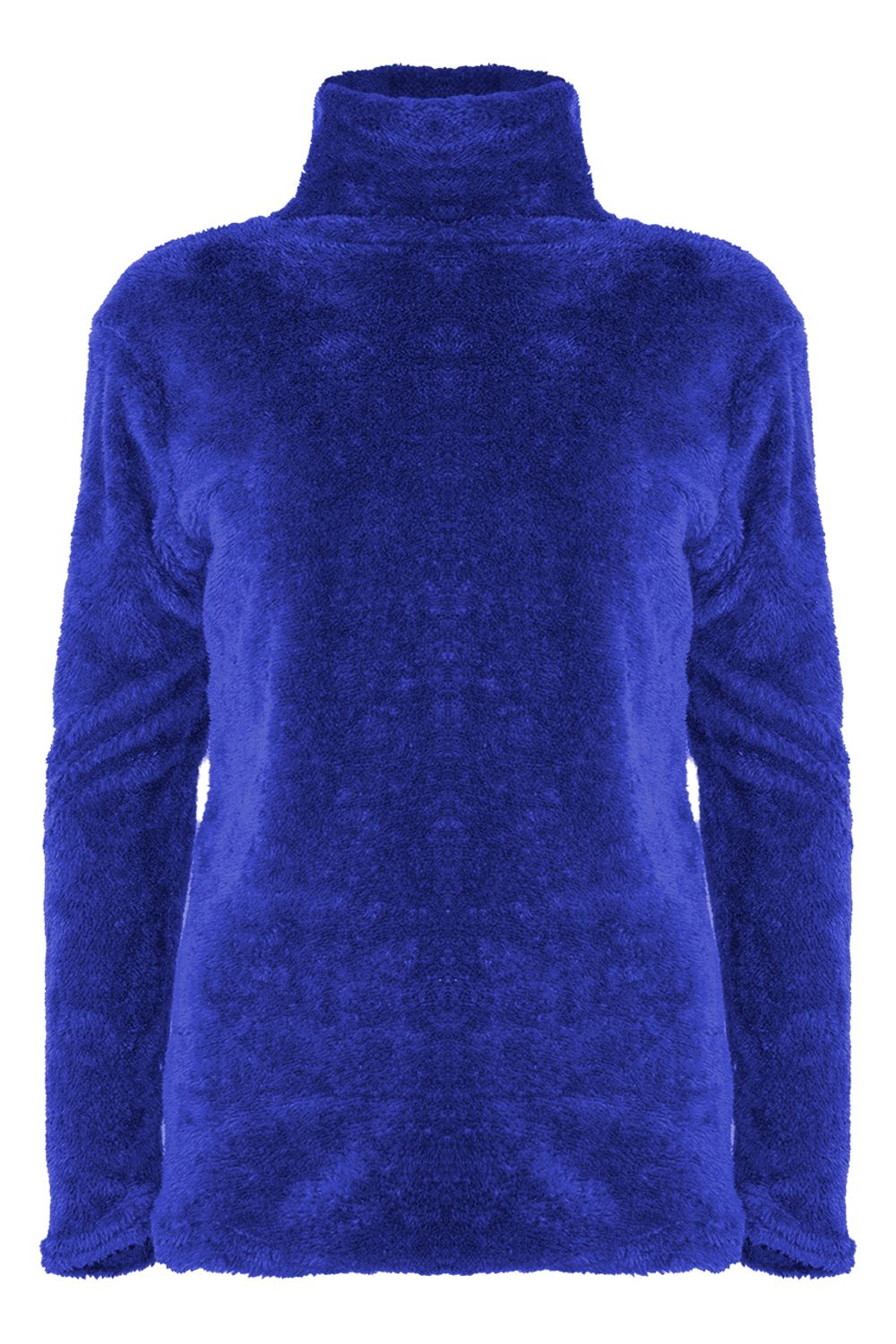 Womens Ladies Turtle Cowl Neck Fluffy Faux Fur Long Sleeve Baggy Fleece Jumper - Picture 14 of 22