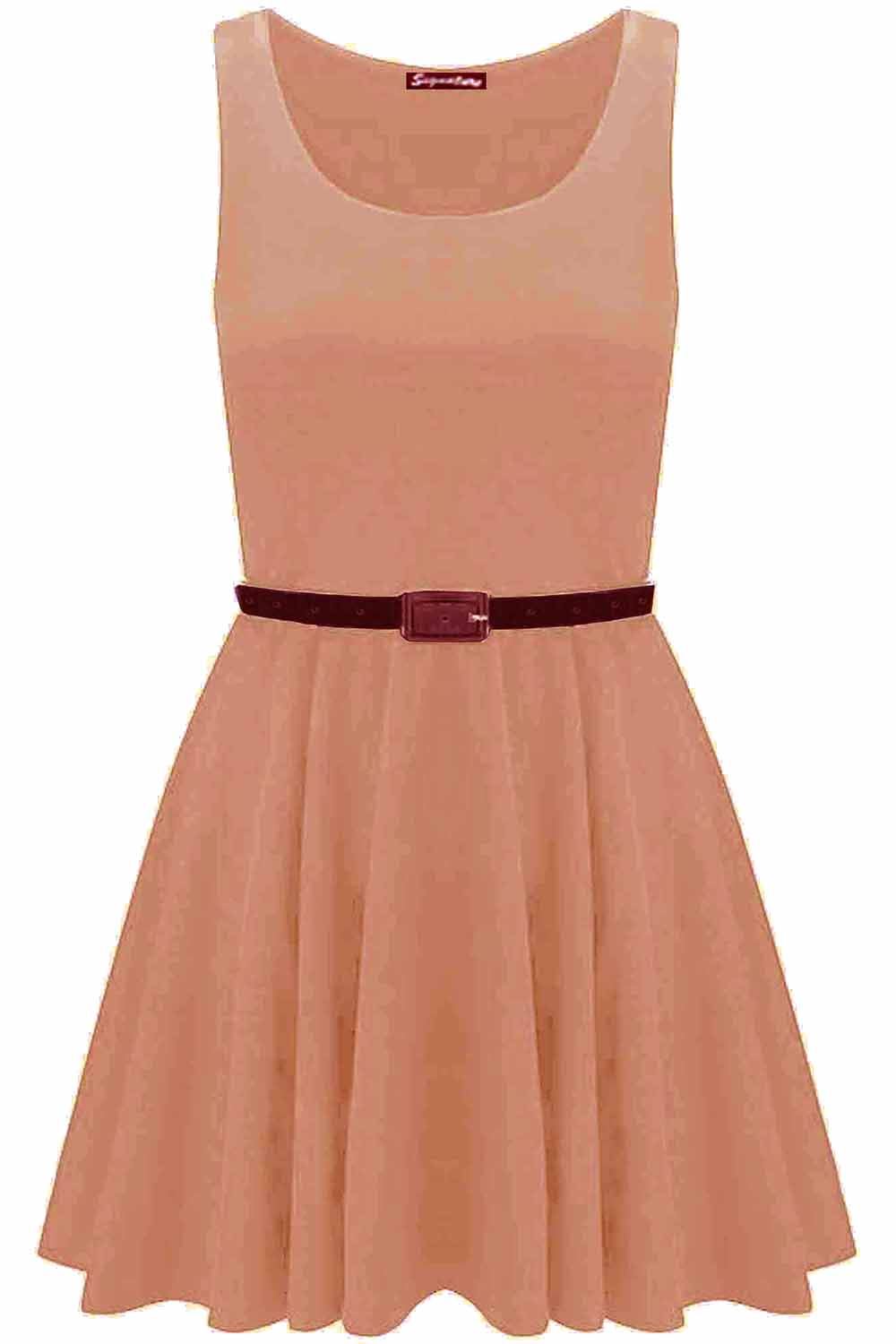 Womens Sleeveless Flared Franki Party Ladies Plus Size Skater Dress Top 16-26 - Picture 11 of 35