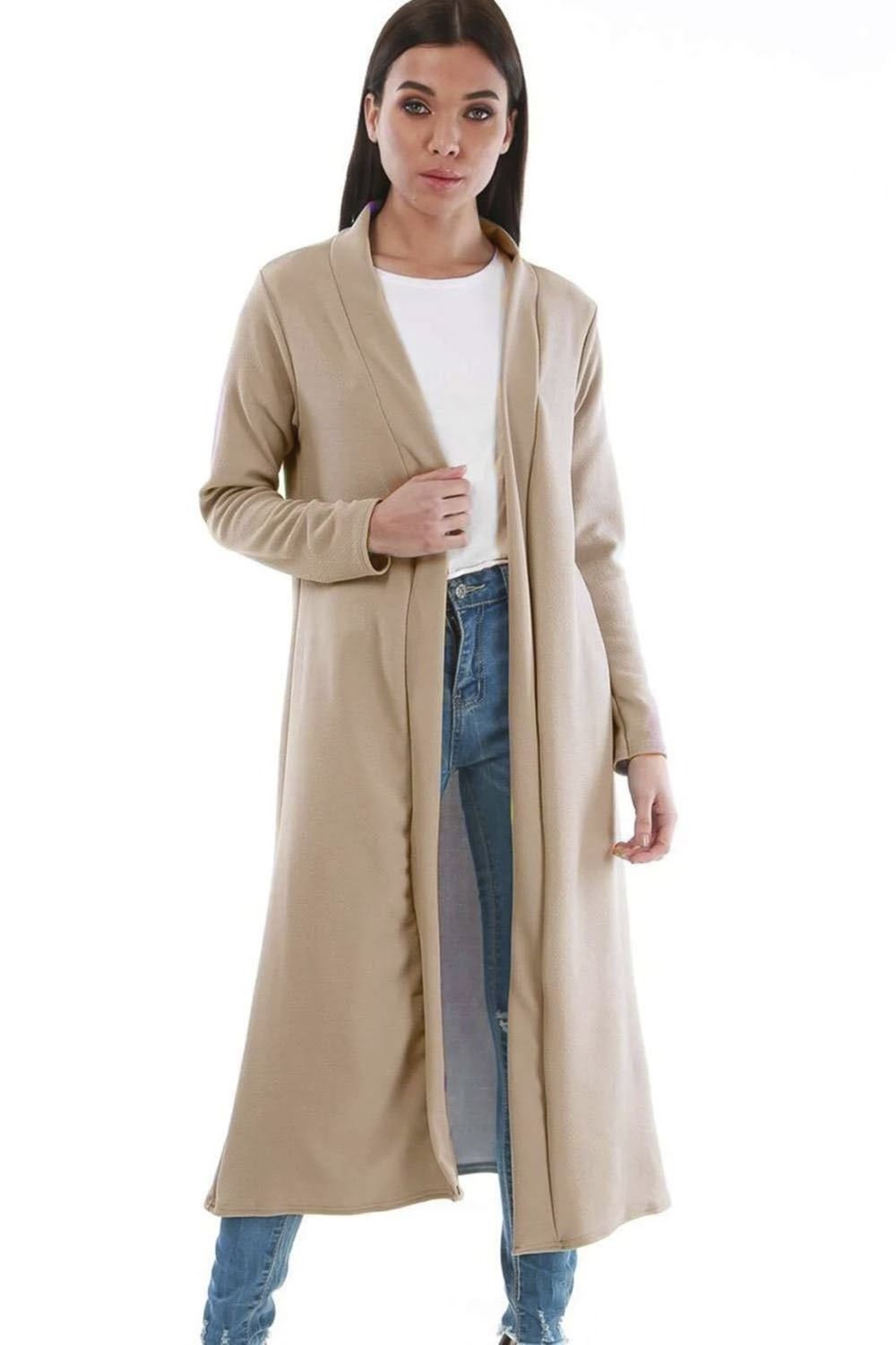 Plain Band Full Sleeves Oversize Baggy Open Front Duster Womens Cardigan - Picture 48 of 51