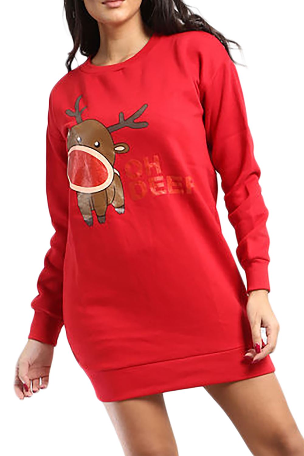 Womens Ladies Oversized Fleece Long Gold Foil Skull Sweatshirt Tunic Mini Dress - Picture 25 of 71