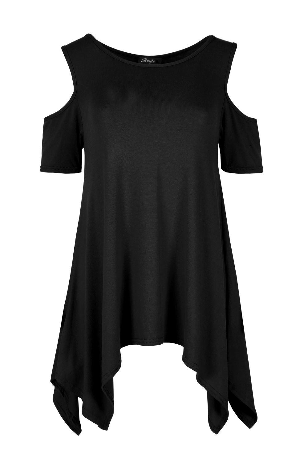 Womens Floral Cap Sleeve Ladies Cold Cut Shoulder Hanky Hem Baggy Oversized Top - Picture 35 of 58