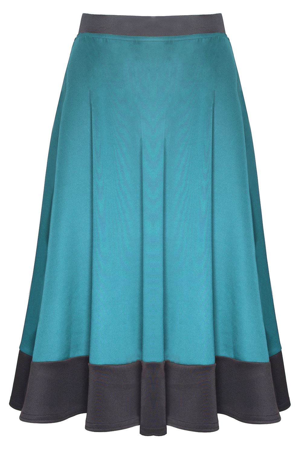 Ladies Womens Stretch Flared Scuba Long Skater Swing Panel Midi Skirt Plus Size - Picture 18 of 21