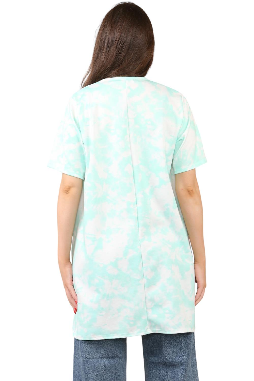 Womens Ladies V-Neck Short Sleeve Long Swing High Low Dipped Hem T-Shirt Top - Picture 33 of 40