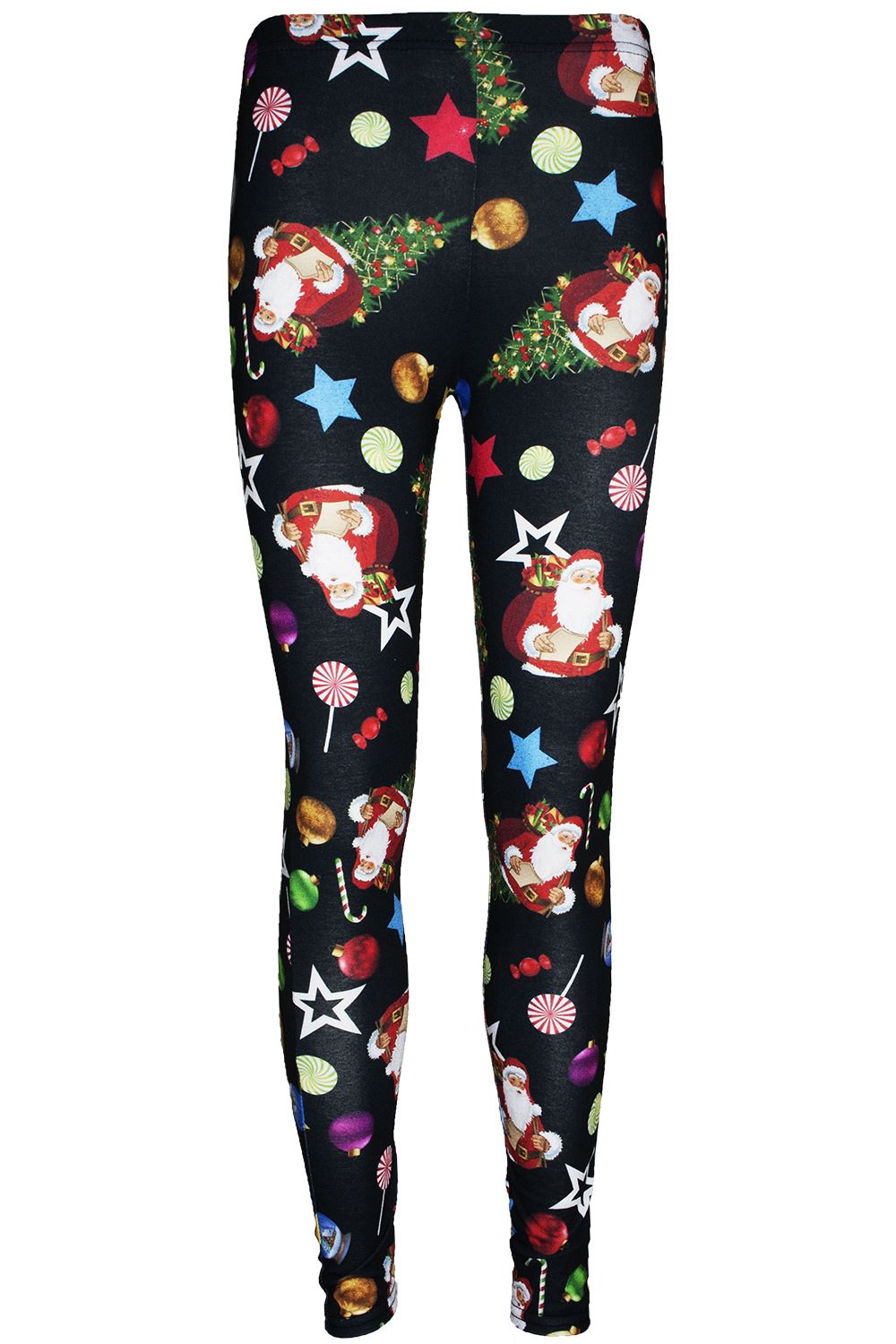 Ladies Womens Xmas Santa Reindeer Tartan Christmas Candy Stick Jeggings Leggings - Picture 25 of 40
