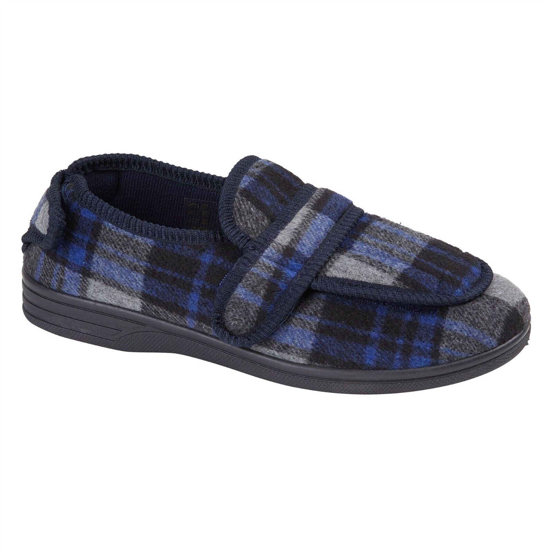 Mens Extra EEE Fit Wide Opening Diabetic Orthopaedic House Hard Sole Slippers - Picture 19 of 20