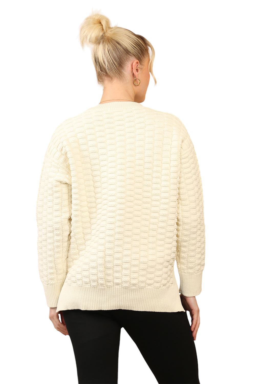 Women Knit Sweater Round Neck Long Sleeve Ladies Winter Loose Fit Sweater Jumper - Picture 10 of 13