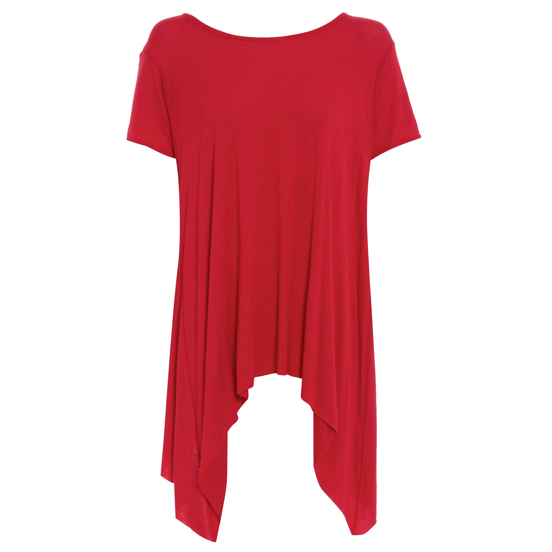 Womens Ladies Plain Flared Waterfall Swing Hanky Hem Long Top Dress Plus Size - Picture 16 of 28