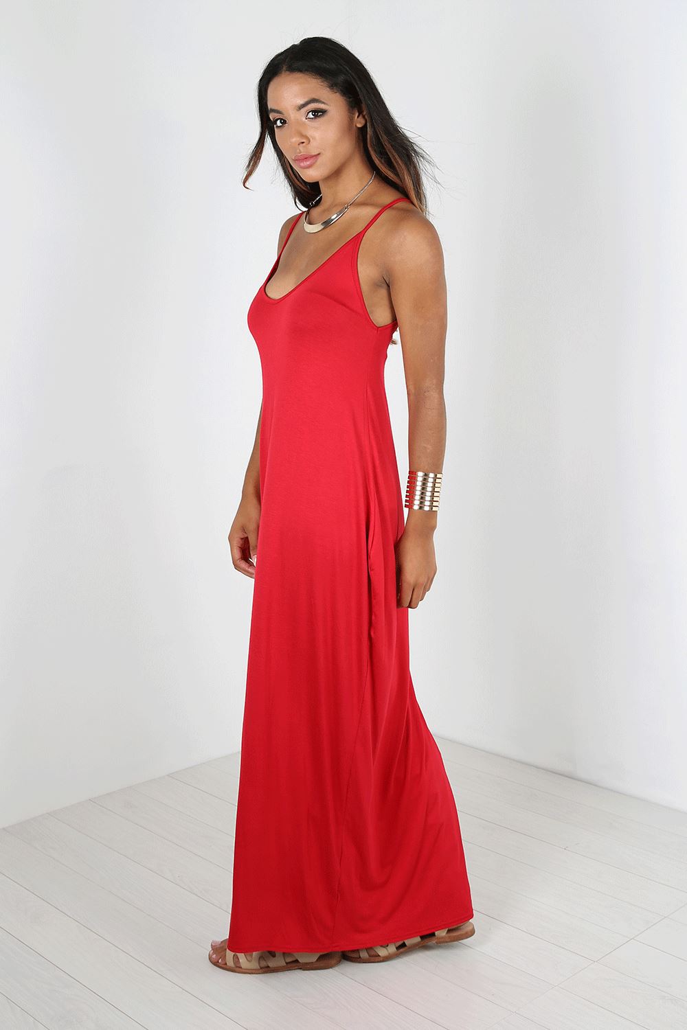 Ladies Womens Cocoon Cami Strappy Italian Drape Lagenlook Baggy Loose Maxi Dress - Picture 9 of 74