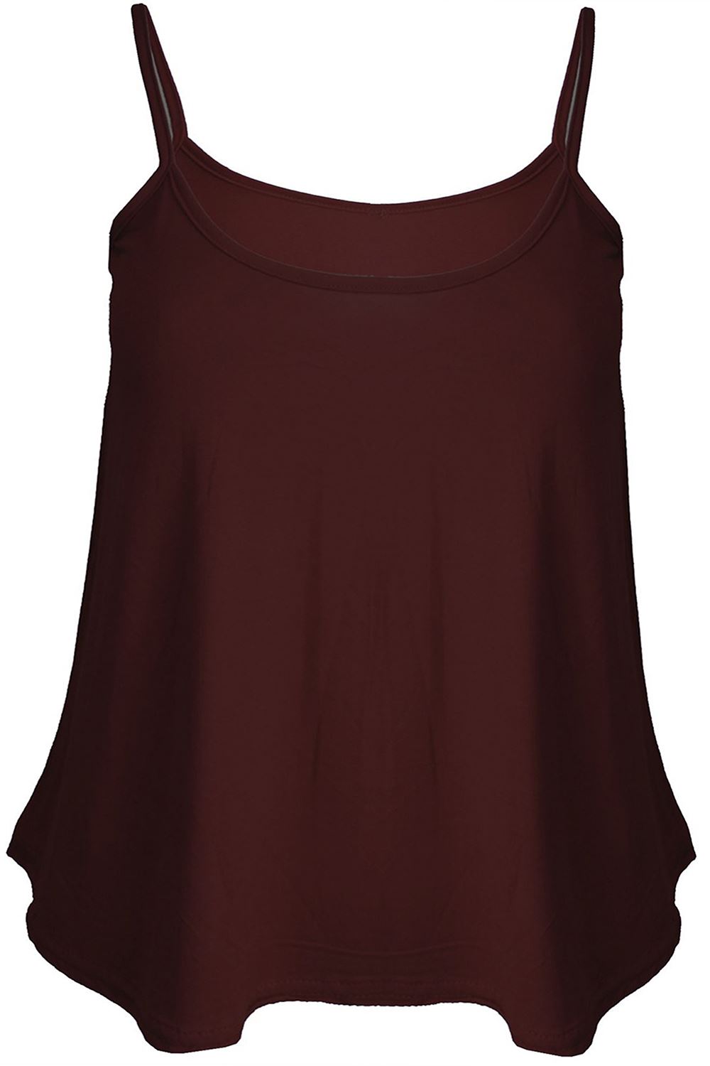 Womens Summer Casual Cami Sleeveless Swing Vest Strappy Plain Flared