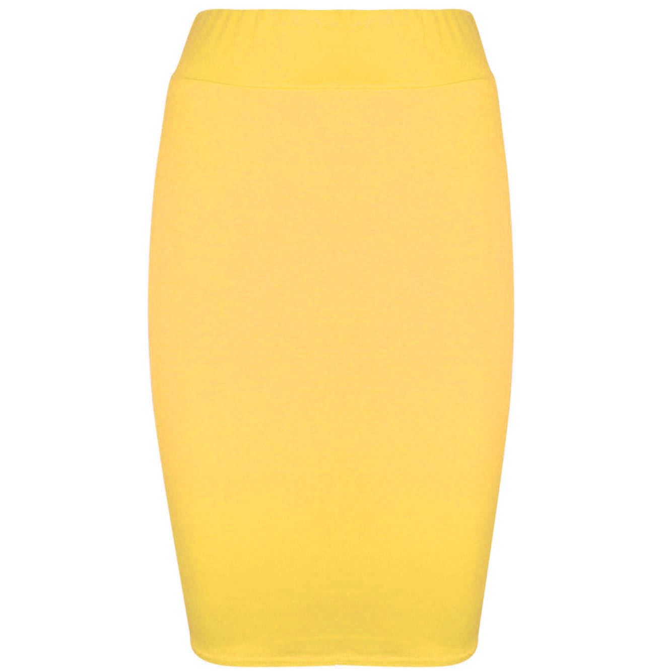 Ladies Women Jersey Stretchy Pencil Plain Elastic Office Bodycon Skirt Plus Size - Picture 17 of 64