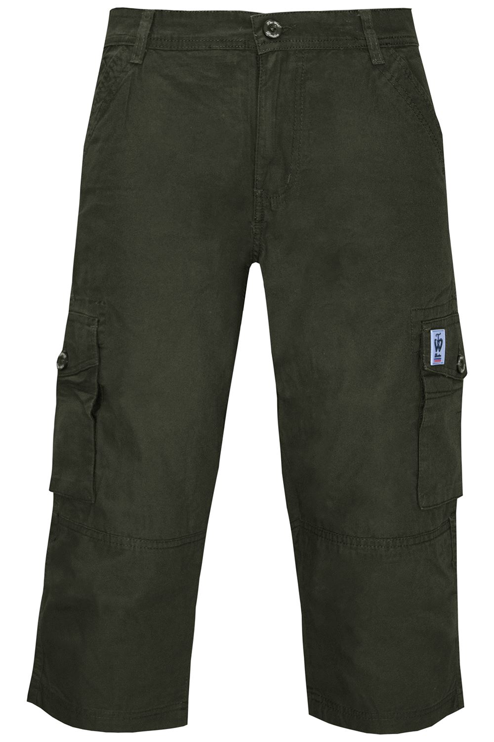 Mens Plain Combat Three Quarter Length Trouser Zip Up Pocket Casual