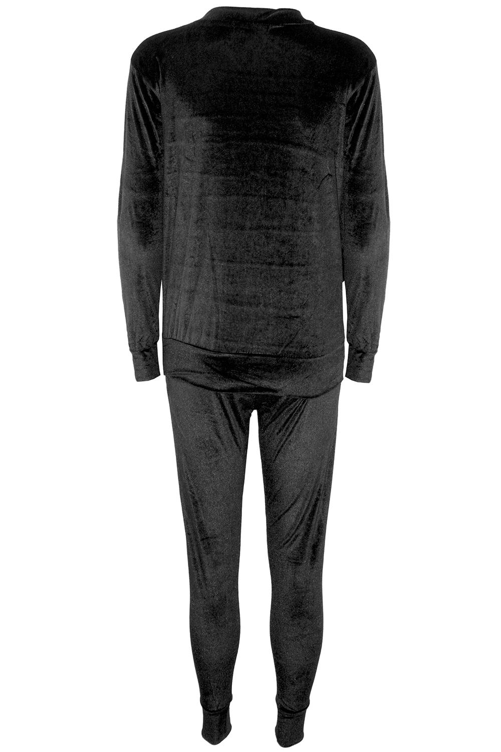 Womens Ladies Velvet Velour Long Sleeve Joggers Loungewear 2 PCS Tracksuit Set