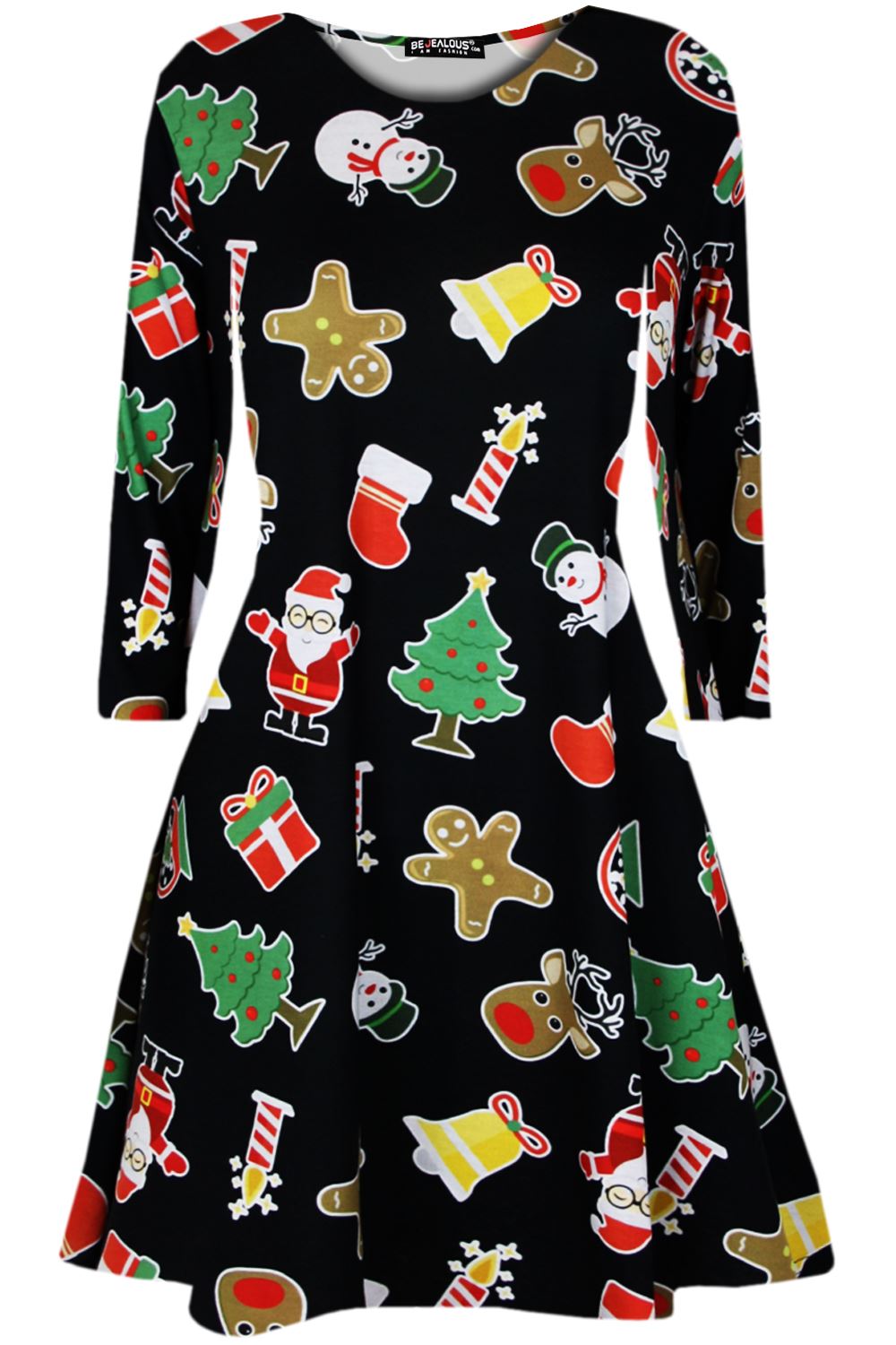 Ladies Xmas Reindeer Bells Santa Snowman Women Full Sleeve Christmas