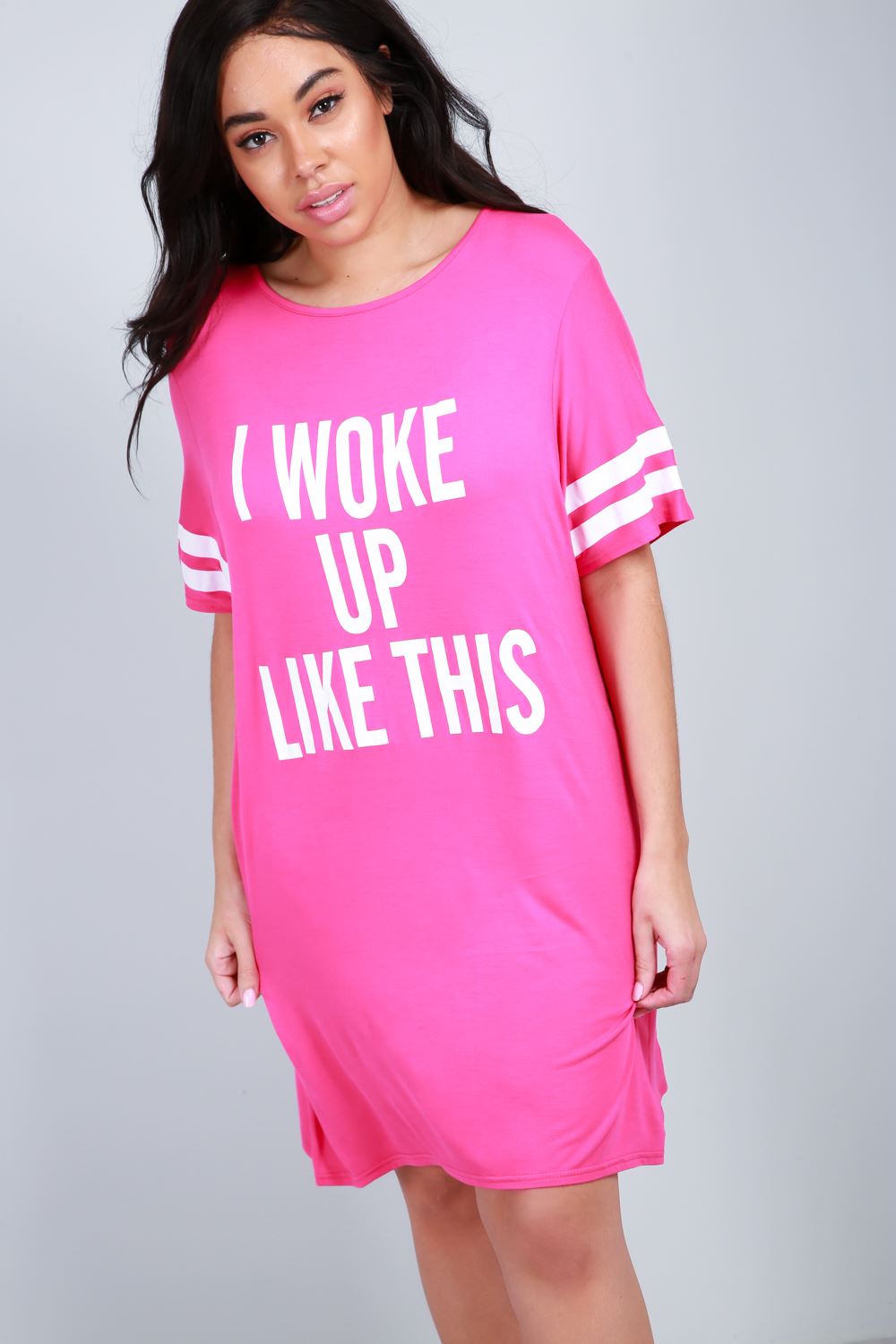 Womens Ladies Nothing to wear Baggy Oversize Round Neck Tunic T Shirt Mini Dress - Picture 10 of 42