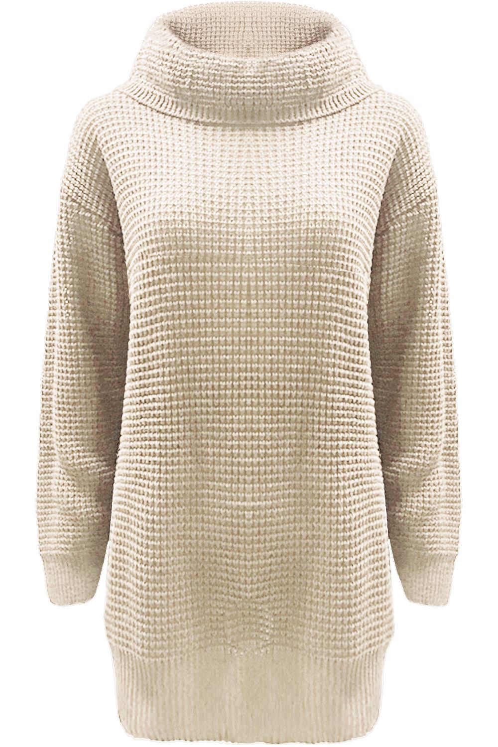 Plus Size Womens Ladies Chunky Knitted Long Sleeve Roll Cowl Neck Jumper Dress - Picture 8 of 19