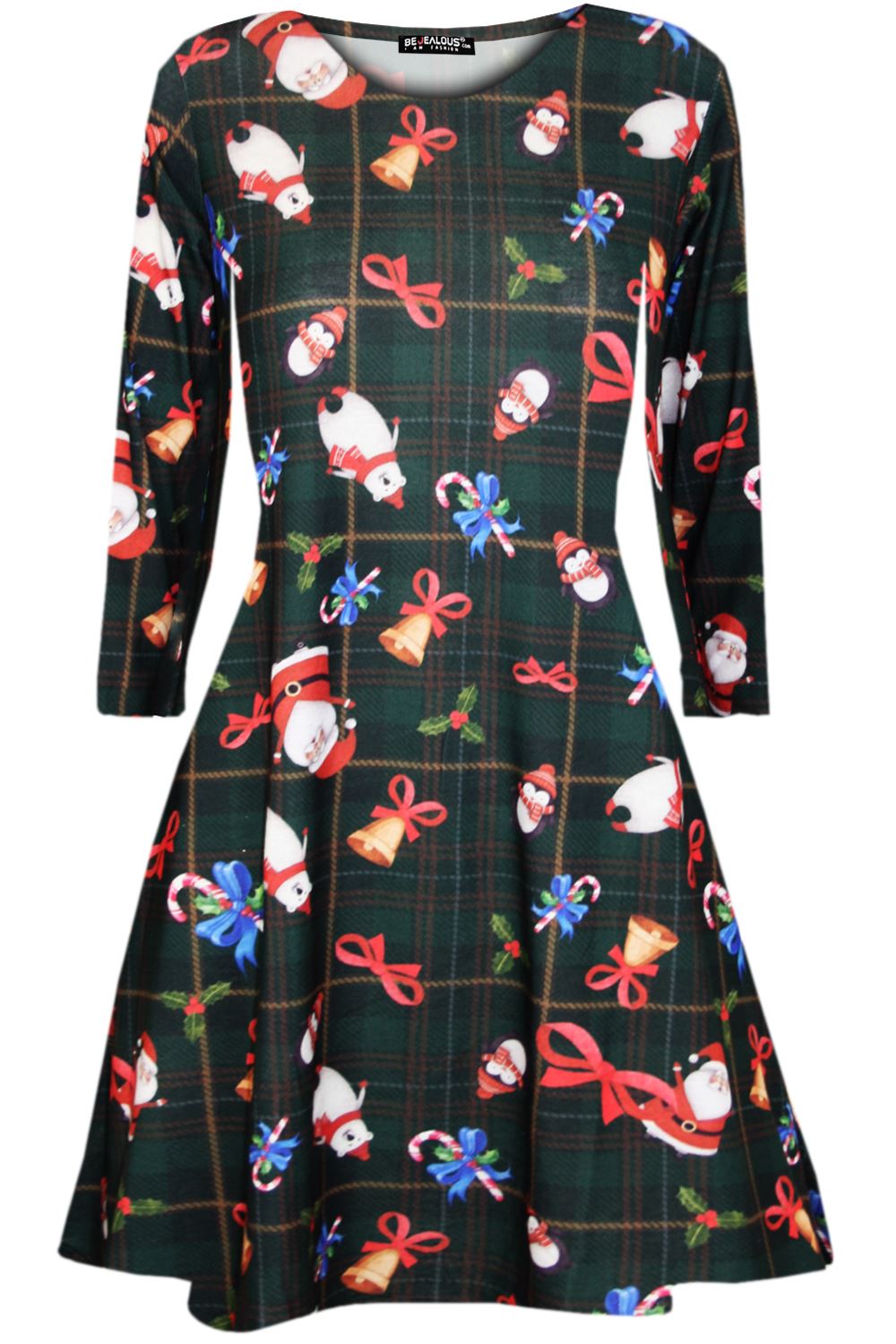 Kids Girls Christmas Xmas Pudding Reindeer Santa Owl Scarf Reindeer Swing Dress - Picture 39 of 44