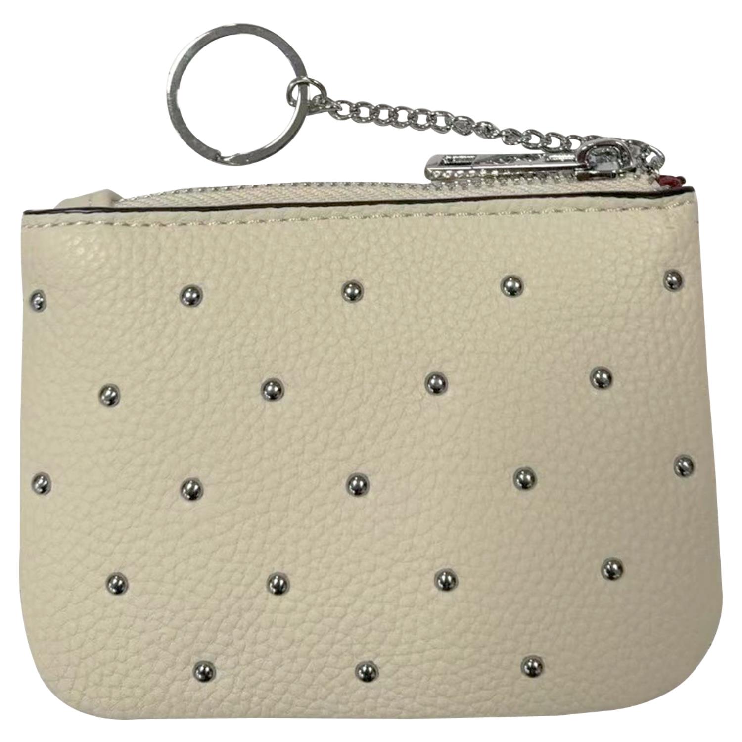 Trendy Studded PU Leather Coin Purse Small Wallet with Zip Closure and Keychain - Picture 2 of 19