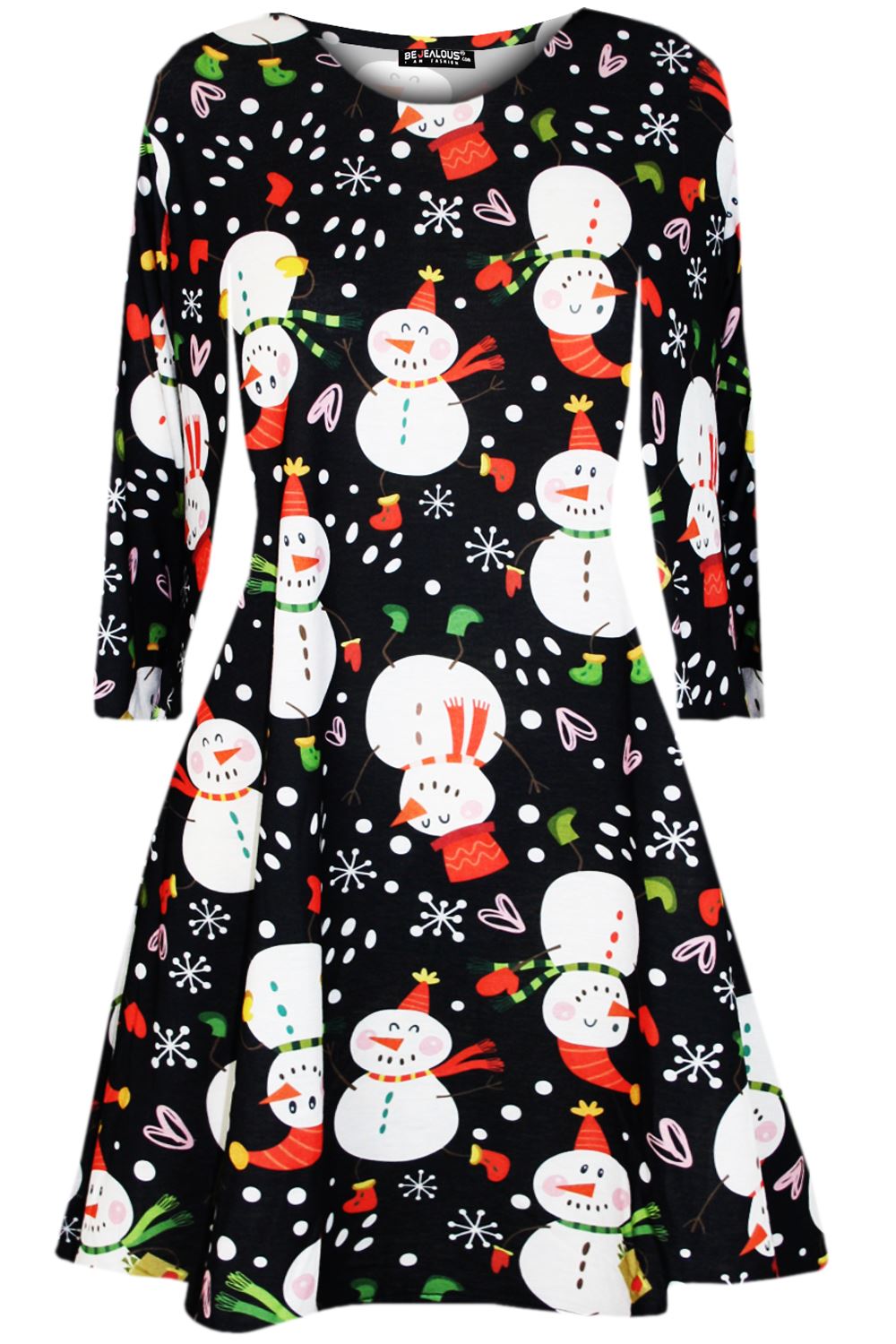 Kids Girls Christmas Xmas Pudding Reindeer Santa Owl Scarf Reindeer Swing Dress - Picture 38 of 44