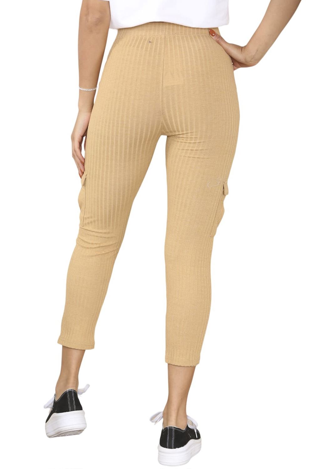 Ex Store Zara Women Zip Up Ribbed 3/4 Pants Side Pocket Skinny Jeggings Trousers - Picture 14 of 17