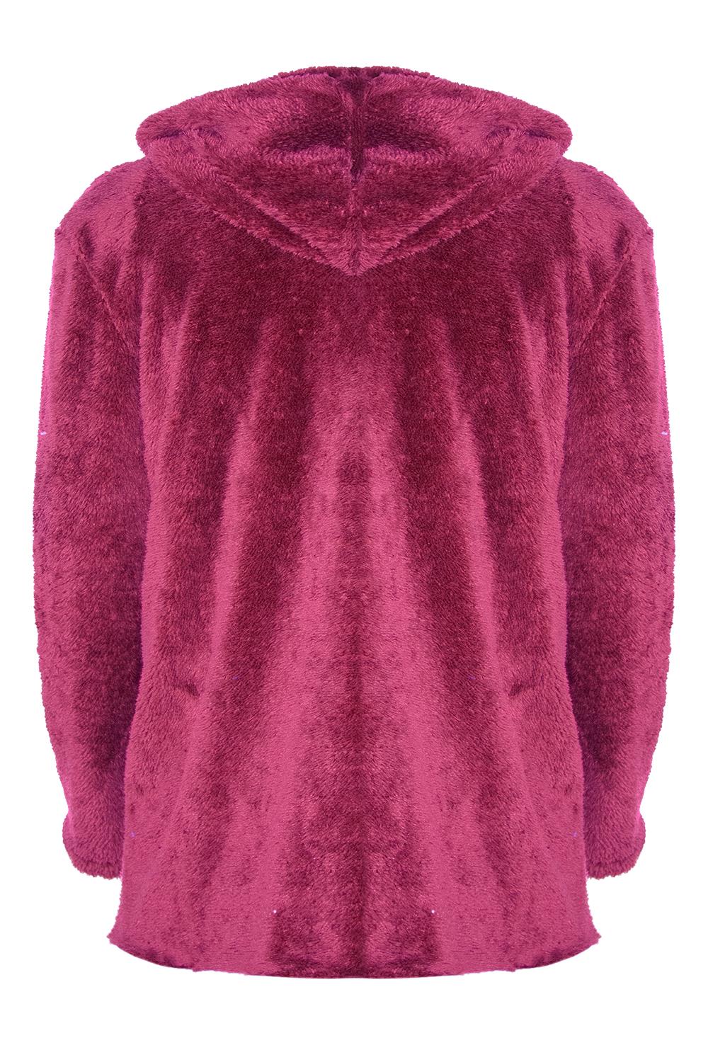 Womens Ladies Fleece Cardigan Zip Pocket Long Sleeve Fluffy Faux Fur Jacket Coat - Picture 7 of 22