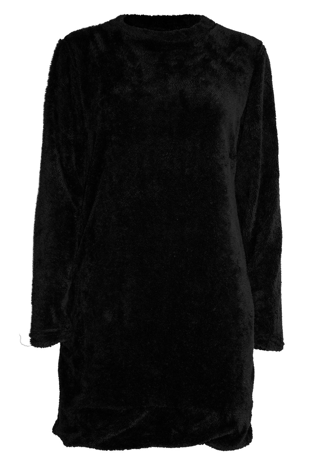 Womens Fluffy Faux Fur Long Sleeve Ladies Fleece Baggy Oversized Jumper Dress - Picture 2 of 22