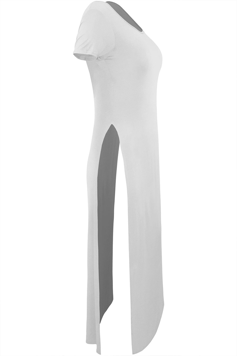 Plus Size Ladies Womens High Waist Scoop Neck Split Double Side Slit