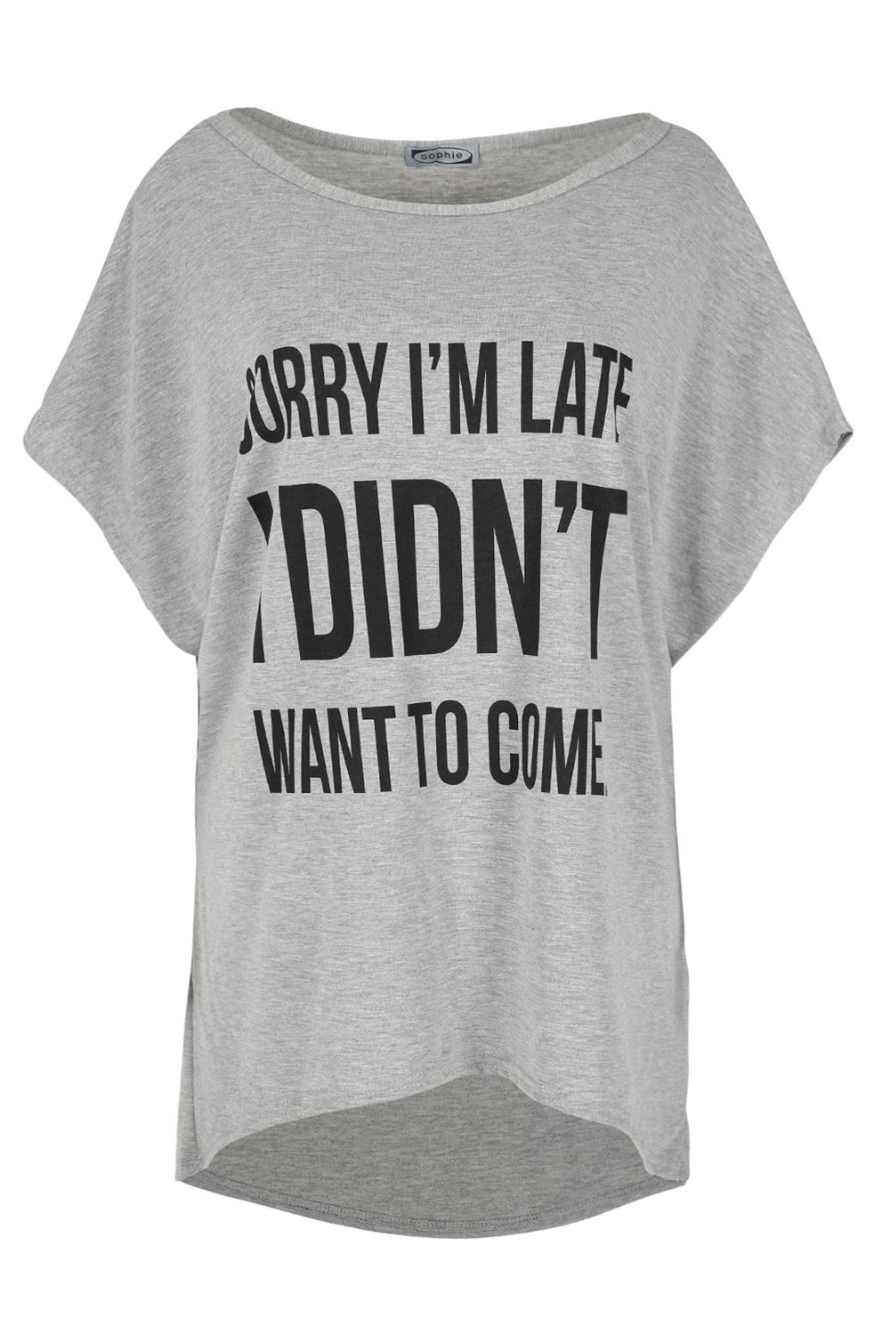 Womens Ladies Scoop Neck Batwing Short Sleeve LOVE High Low Baggy T Shirt Top - Picture 10 of 55