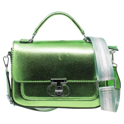 Chic Ladies Metallic Satchel Bag with Adjustable Crossbody Strap, Small Purse - Picture 29 of 32