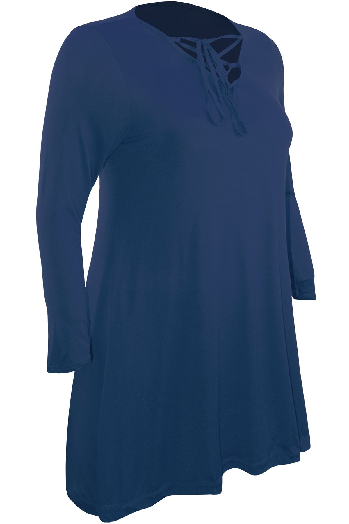 Mini Bodycon Ladies Lace Up Eyelet Flared Womens Plus Size V Neck Swing Dress - Picture 27 of 30