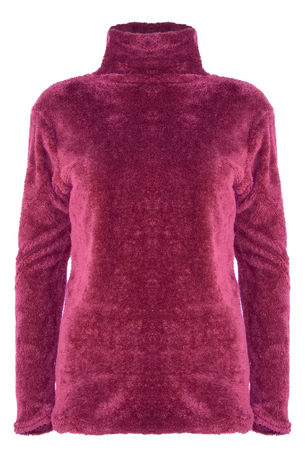 Womens Ladies Turtle Cowl Neck Fluffy Faux Fur Long Sleeve Baggy Fleece Jumper - Picture 5 of 22