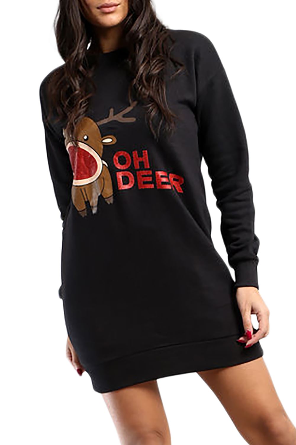 Womens Ladies Oversized Fleece Long Gold Foil Skull Sweatshirt Tunic Mini Dress - Picture 22 of 71