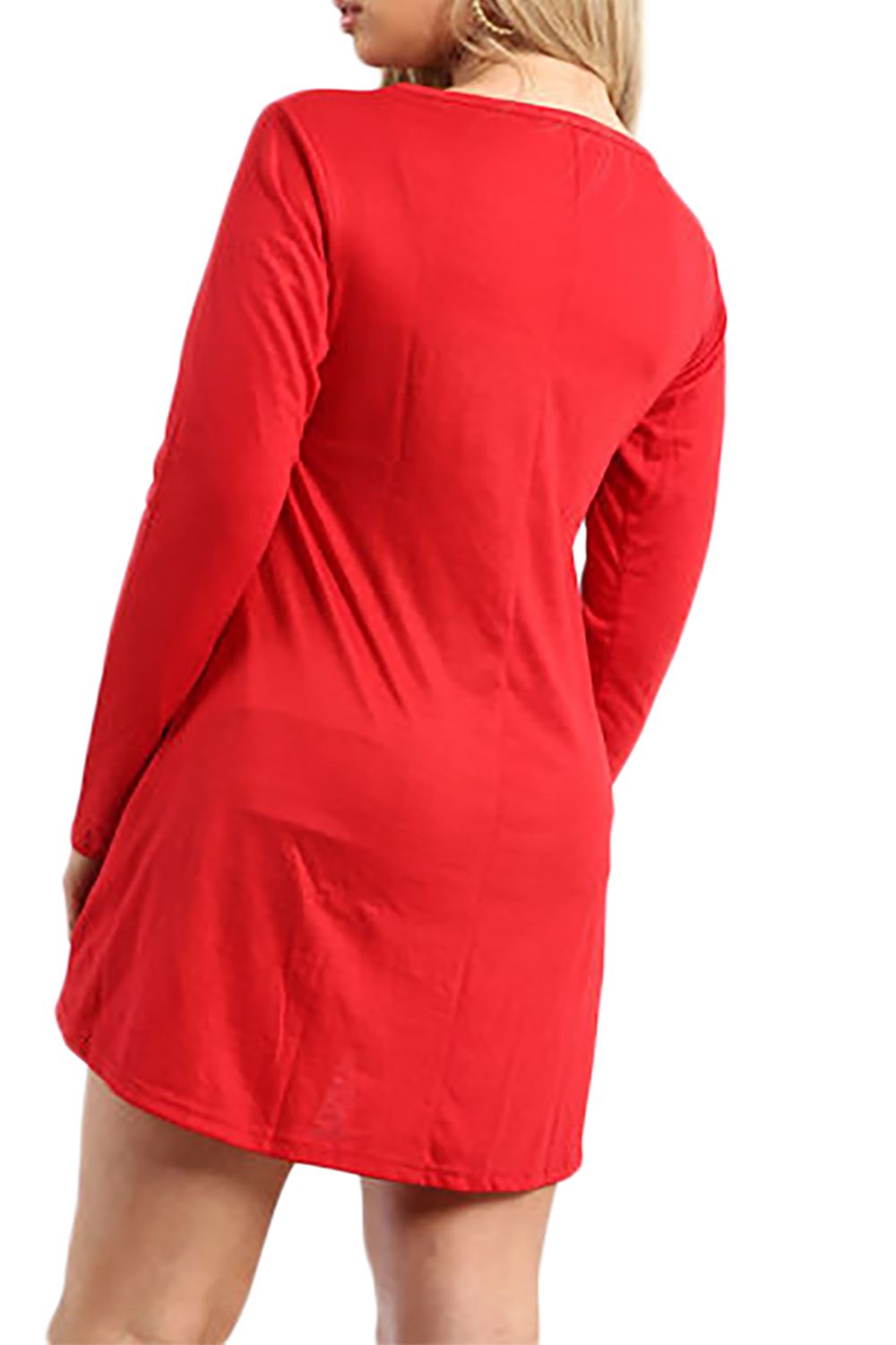 Womens Ladies Santa Costume Belted Candy stick Round Neck Christmas Swing Dress - Picture 71 of 86