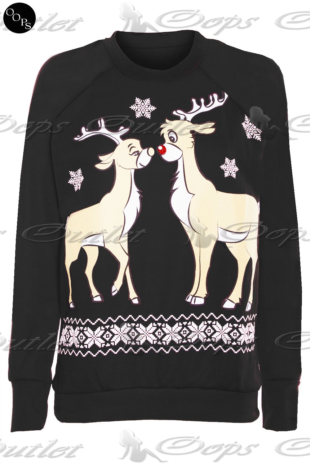 Womens Ladies Long Sleeve Christmas Novelty Reindeer Knit Sweater
