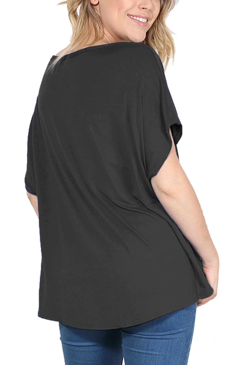 Ladies Los Angeles Off Shoulder Bardot Baggy T Shirt Women Batwing Lagenlook Top - Picture 13 of 65