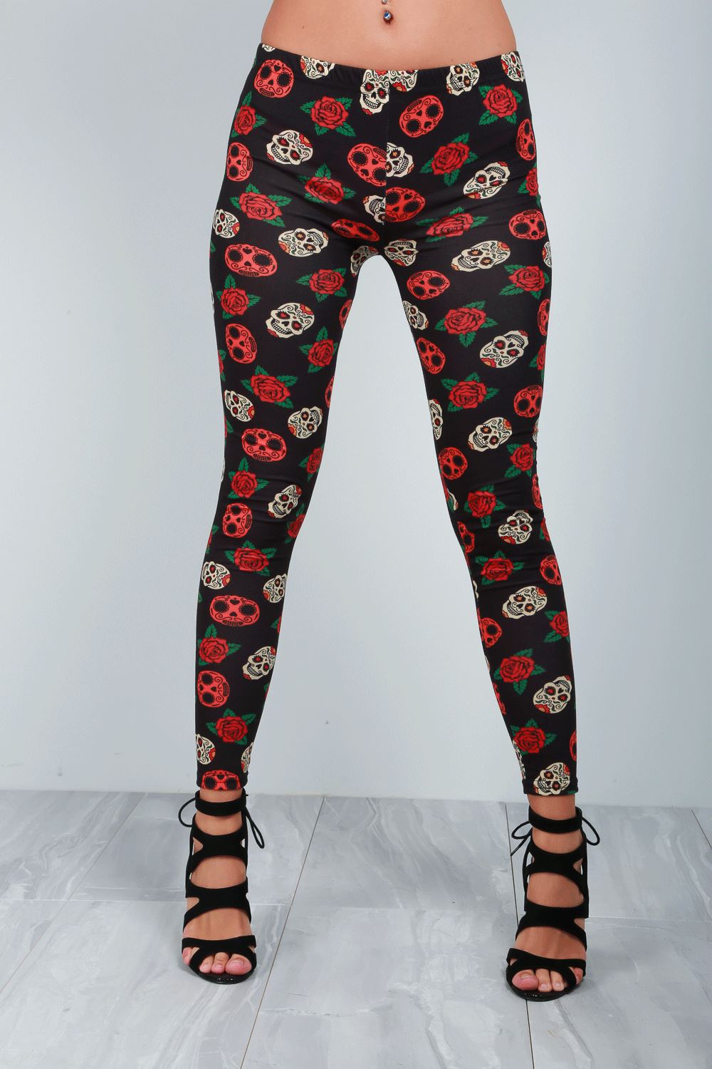 Ladies Skeleton Bone Halloween Costume Stretchy Fitted Leggings Womens