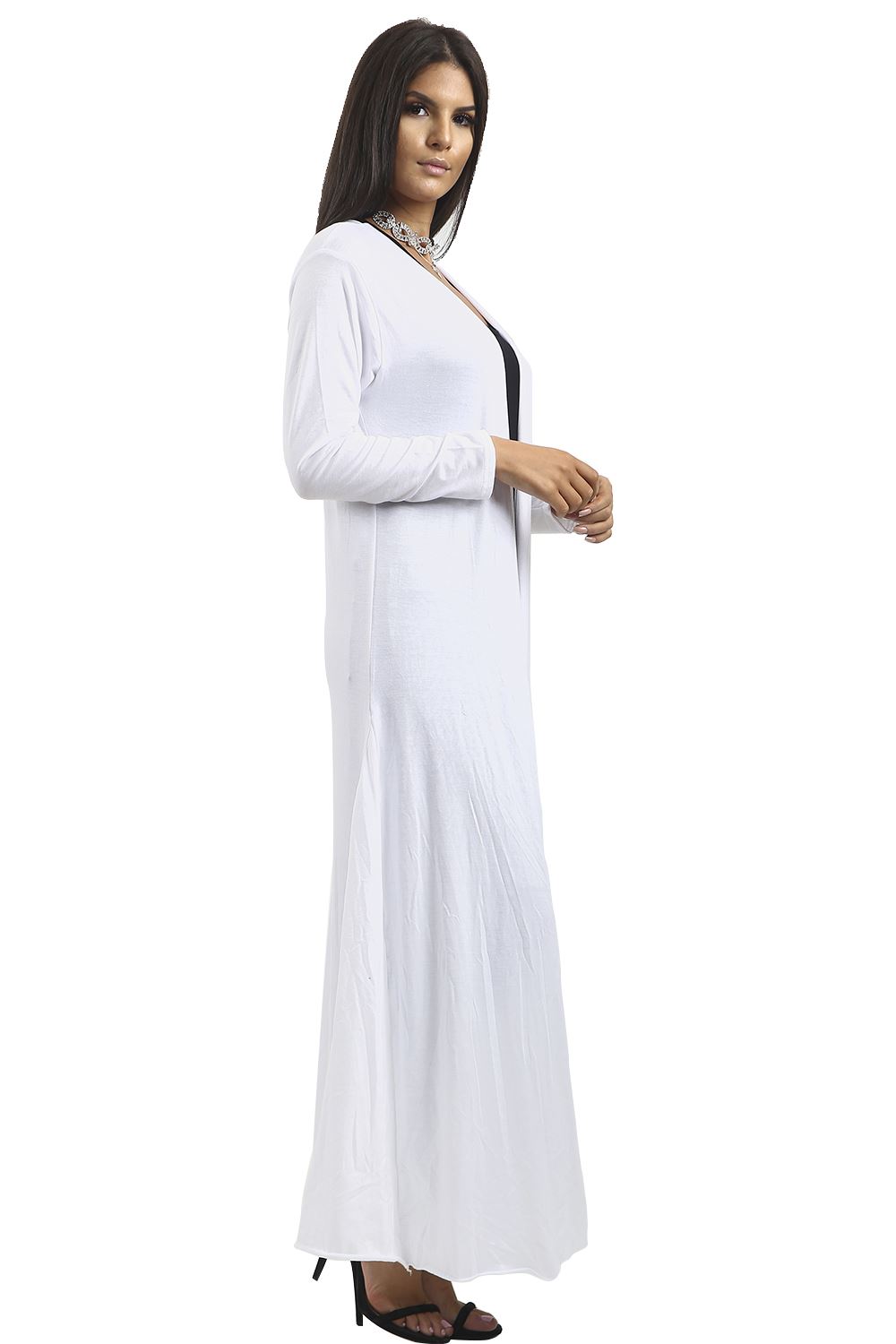 Ladies Womens Long Sleeve Waterfall Floaty Flared Maxi Cardigan Shrug Jacket UK - Picture 33 of 34