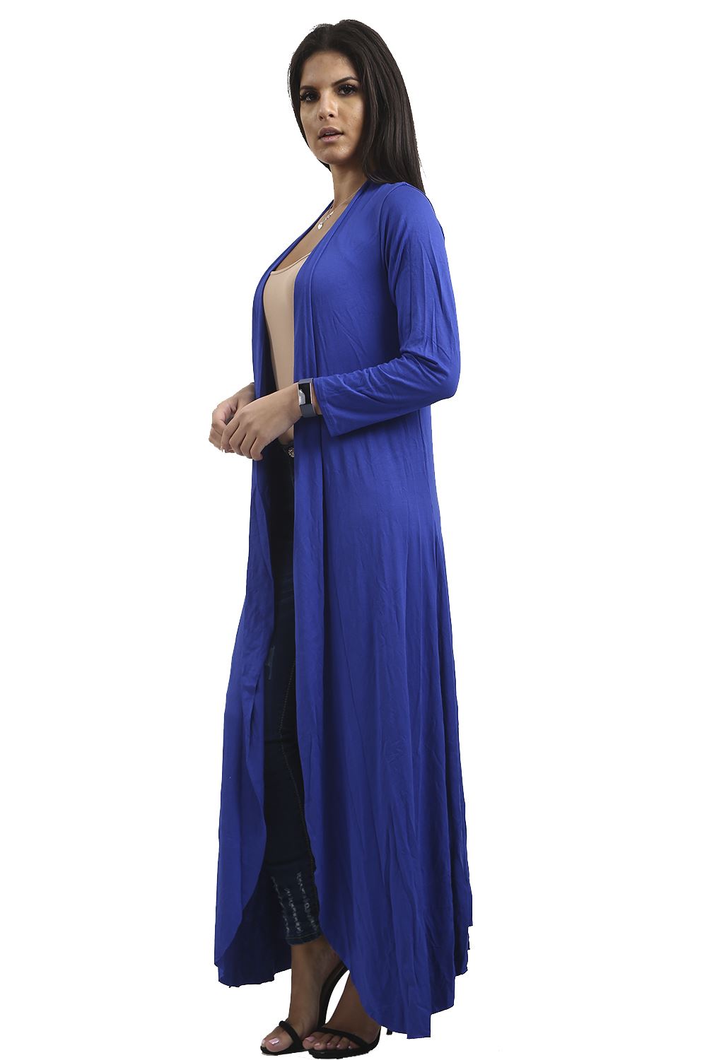 Plus Size Womens Ladies Open Flare Butterfly Flowy Floaty Maxi Trench Cardigan - Picture 11 of 16