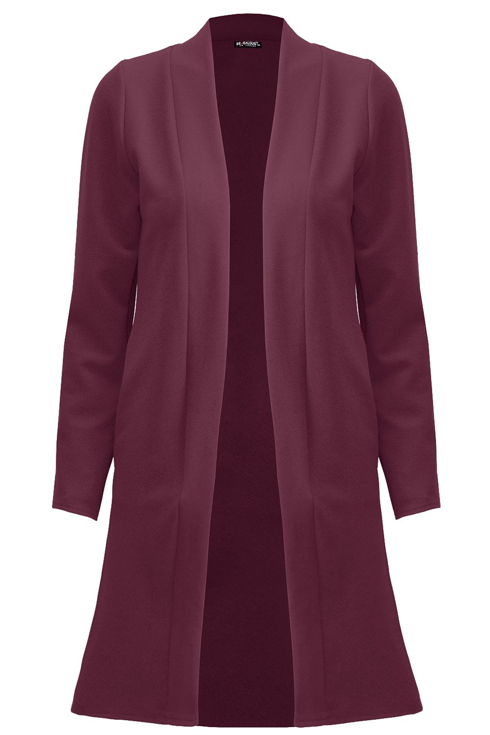 Womens Longline Pockets Ladies Open Front Duster Long Sleeve Coat Cardigan Top - Picture 8 of 8