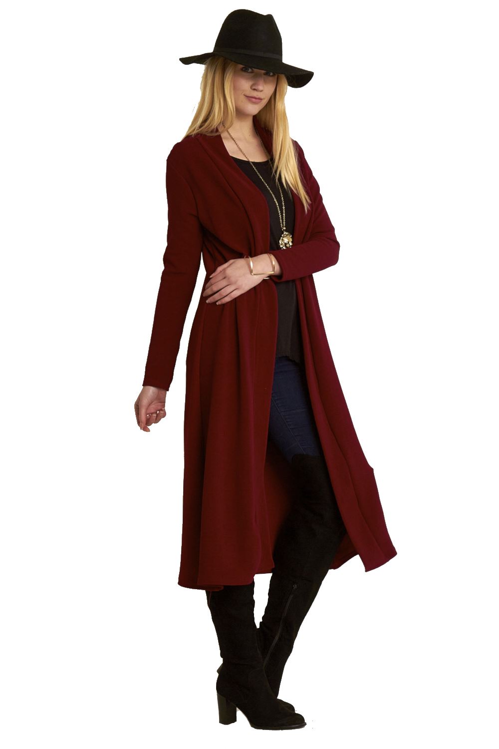 Plain Band Full Sleeves Oversize Baggy Open Front Duster Womens Cardigan - Picture 10 of 51