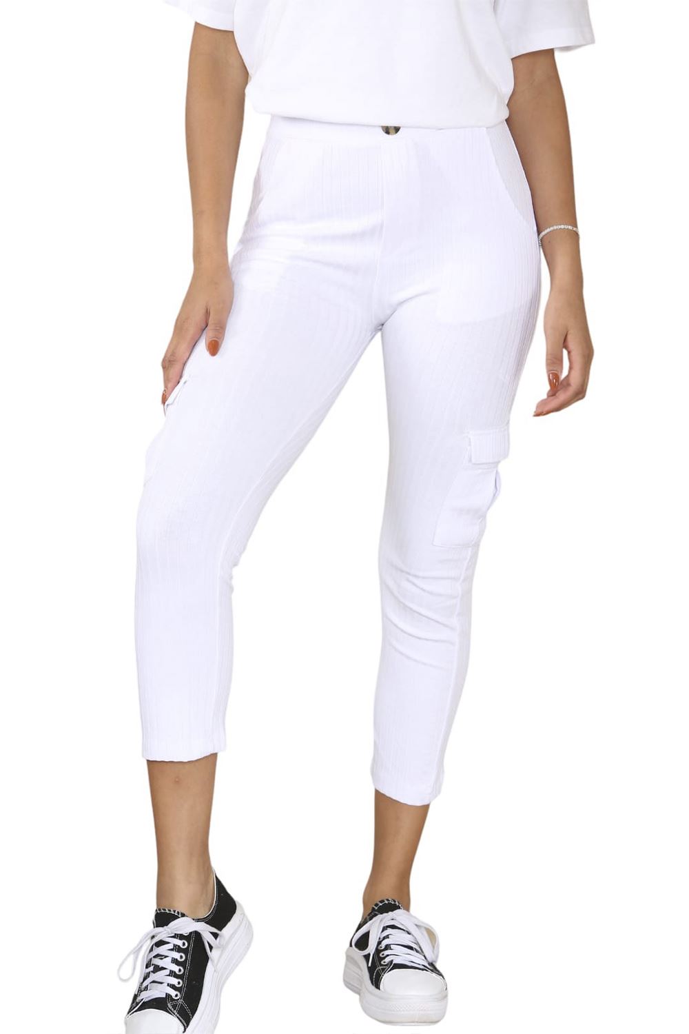 Ex Store Zara Women Zip Up Ribbed 3/4 Pants Side Pocket Skinny Jeggings Trousers - Picture 15 of 17