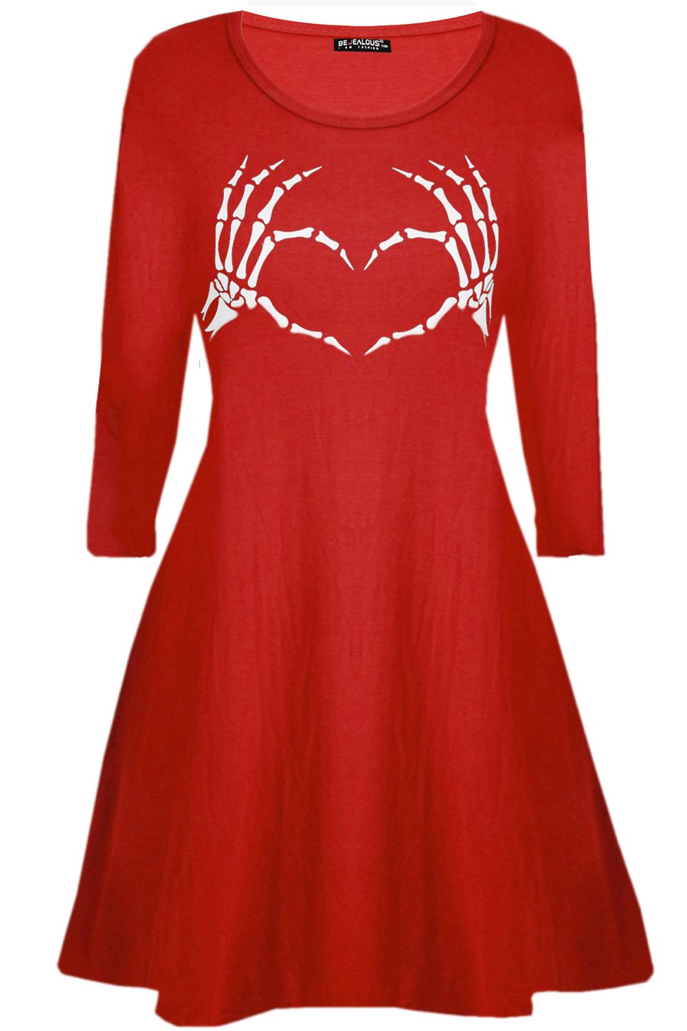 Ladies Long Sleeve Spider Skeleton Halloween Smock Pumpkin Womens Swing Dress - Picture 31 of 52