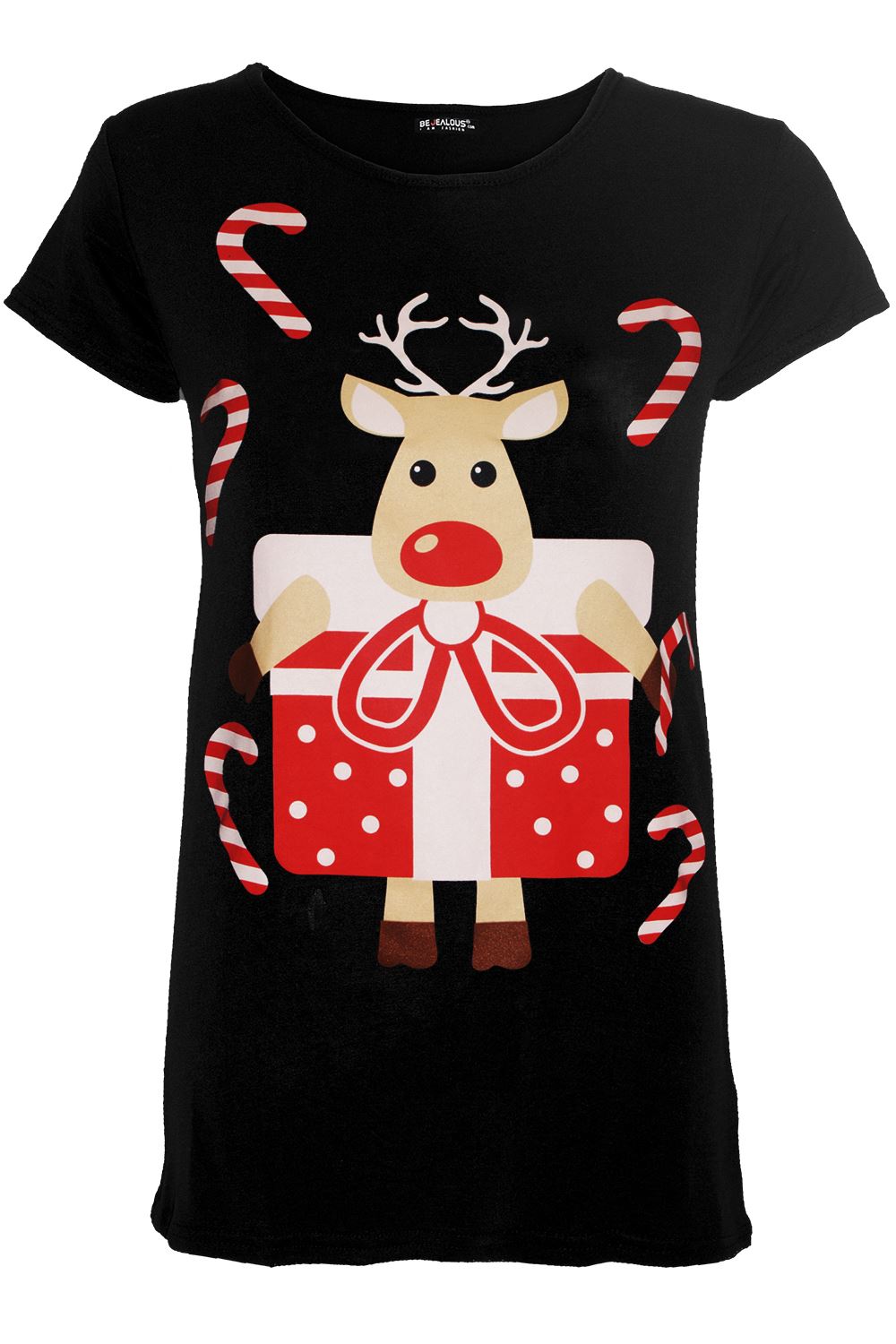 Womens Ladies Santa Costume Belt Print Long Sleeve Gift Christmas Xmas T Shirt - Picture 27 of 72