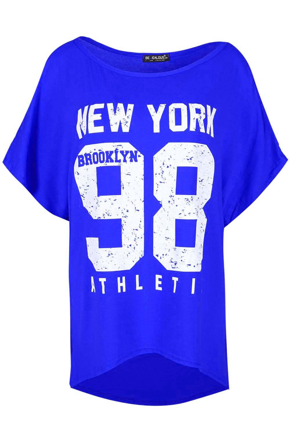 Ladies Los Angeles Off Shoulder Bardot Baggy T Shirt Women Batwing Lagenlook Top - Picture 35 of 65