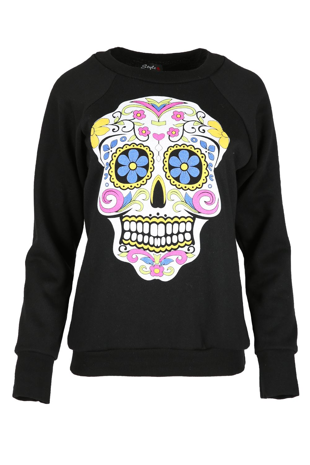 Womens Scary Skull Sweater Top Ladies Halloween Fleece Fancy Jumper