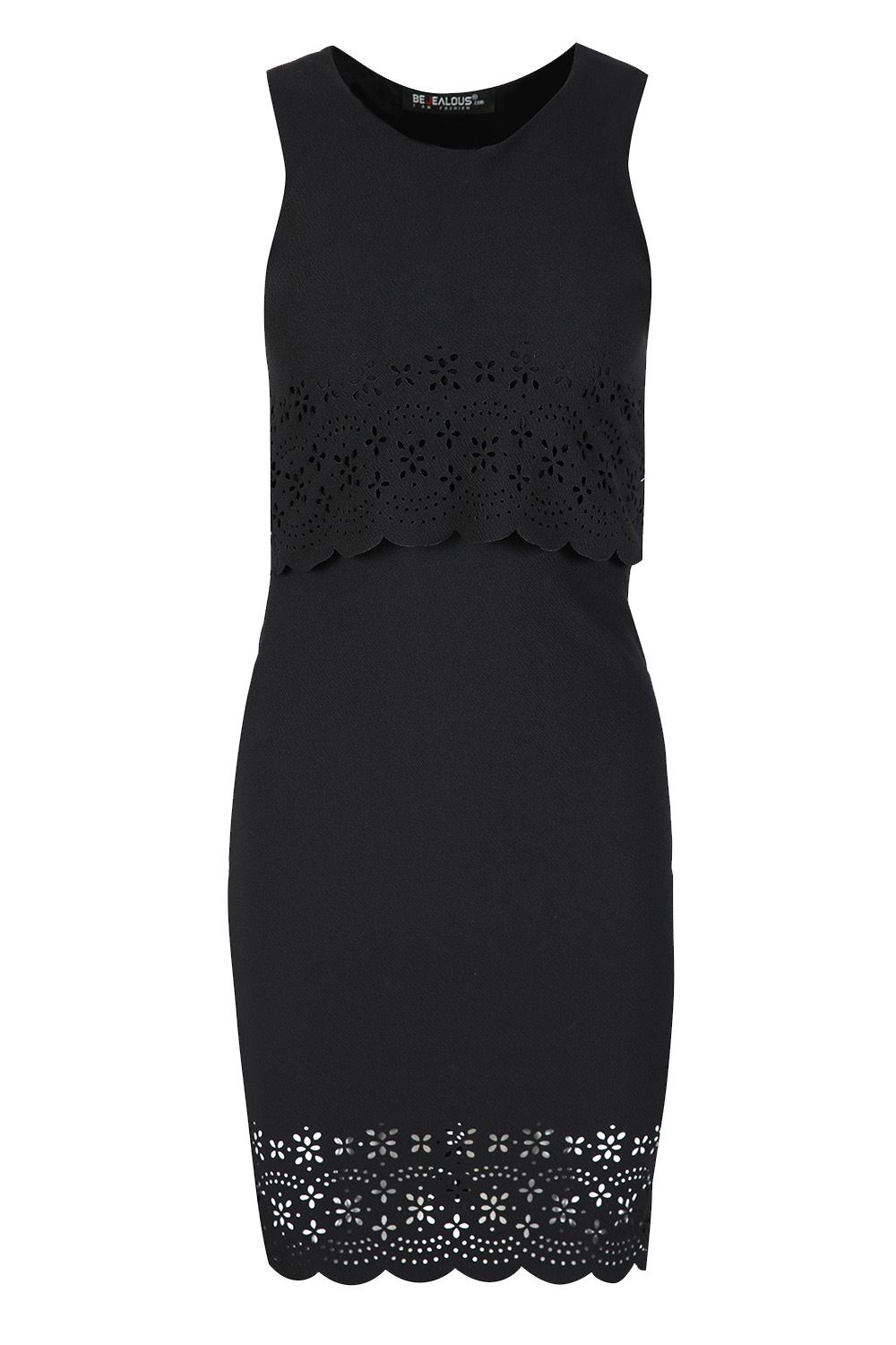 Womens Double Layer Crepe Bodycon 