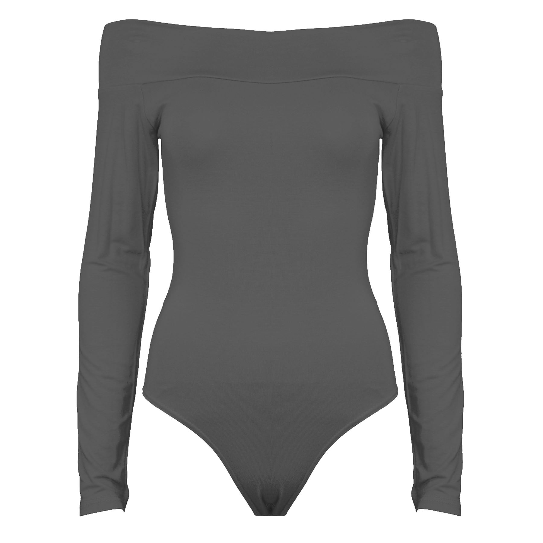 Womens Ladies Plain Jersey Long Sleeves Stretchy Leotard Bodysuit Top Plus Sizes - Picture 47 of 53