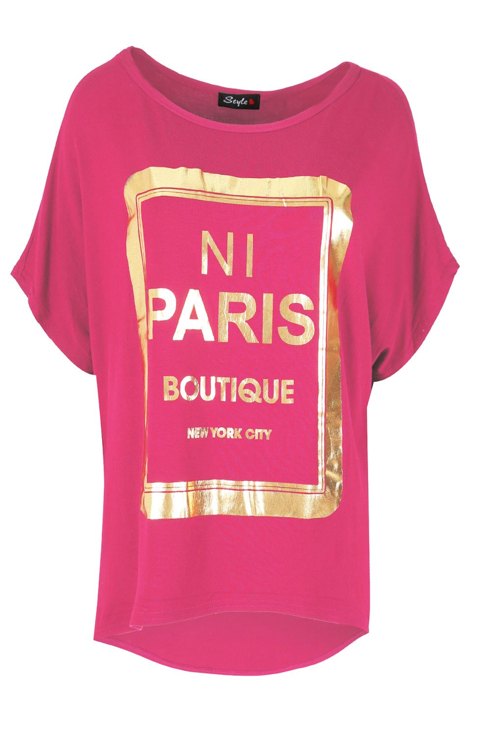 Ladies Womens PARIS 76 Printed Oversized Baggy Lagenlook Off Shoulder Tshirt Top - Picture 60 of 61