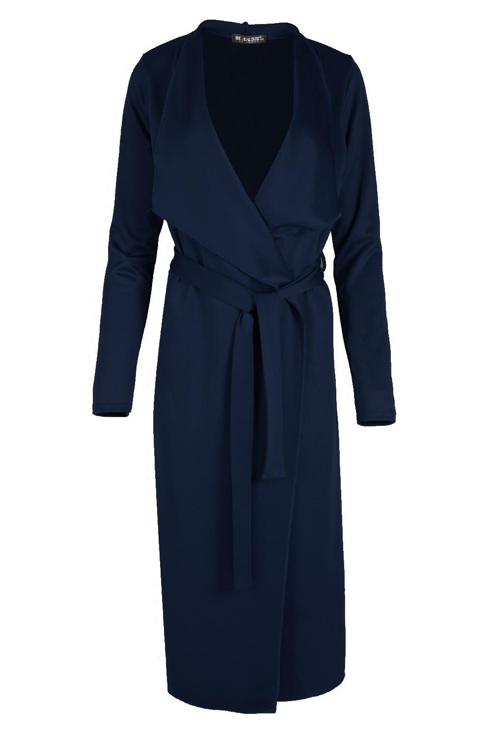 Womens Duster Waterfall Tie Belt Italian Cape Ladies Cardigan Maxi Trench Coat - Picture 9 of 16