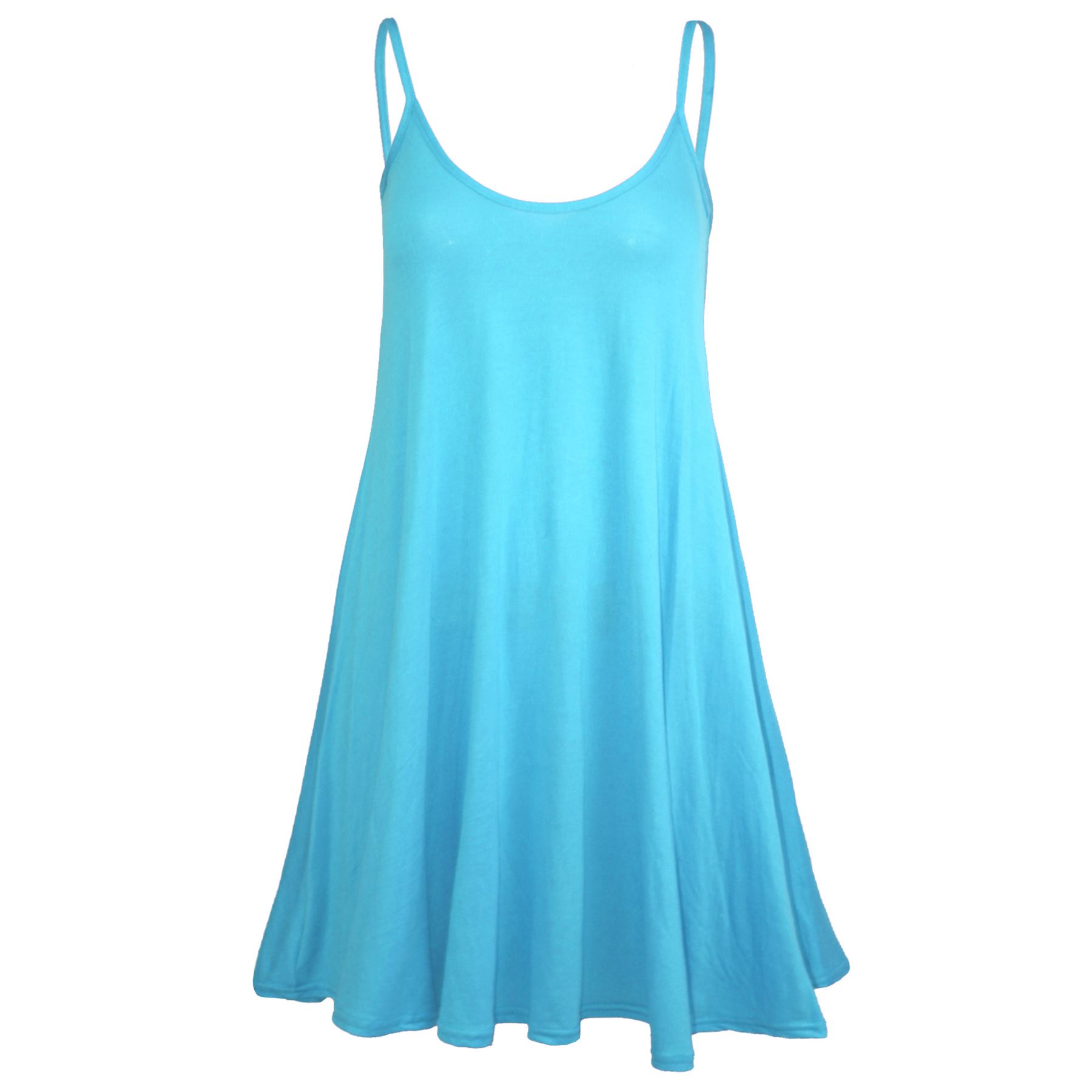 Ladies Sleeveless Camisole Womens Floaty Flare Strappy Skater Swing Dress - Picture 24 of 55