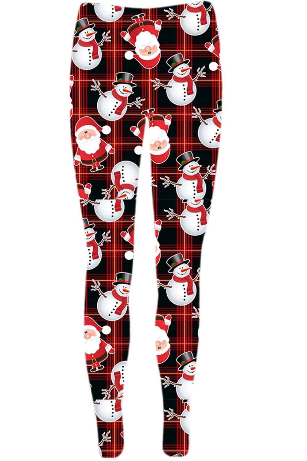Ladies Womens Xmas Santa Reindeer Tartan Christmas Candy Stick Jeggings Leggings - Picture 18 of 40